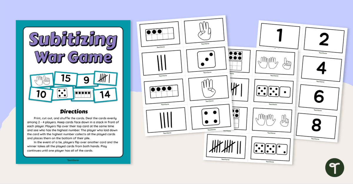 Subitizing Card Game teaching resource