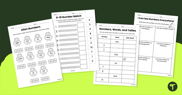 Go to Number Recognition Worksheet Pack teaching resource