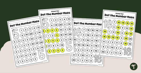 Image of Number Recognition Printable Dot Maze Pack