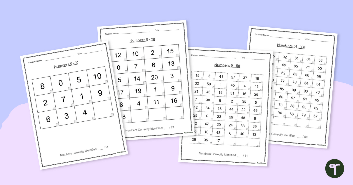 Number Recognition Assessment Pack teaching resource