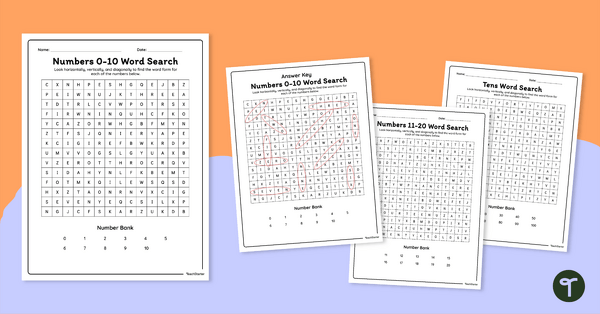 Go to Number Word Search Puzzles teaching resource