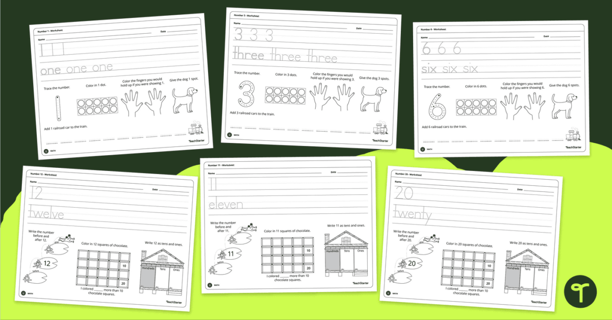 Number Handwriting Practice Worksheets teaching resource