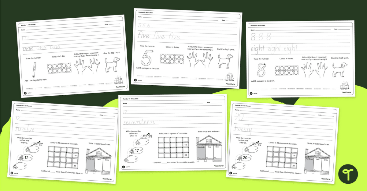 Number Handwriting Practise Worksheets teaching resource