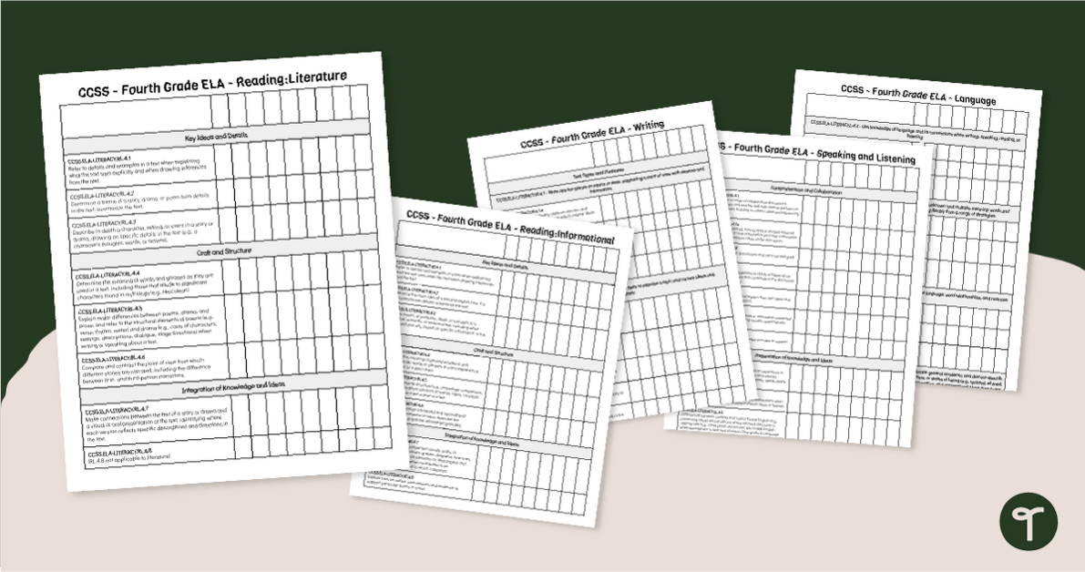 4th Grade ELA Standards Tracker - CCSS teaching resource