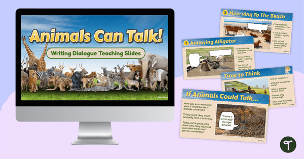 Go to Talking Animals - Writing Dialogue Interactive Slide Deck teaching resource