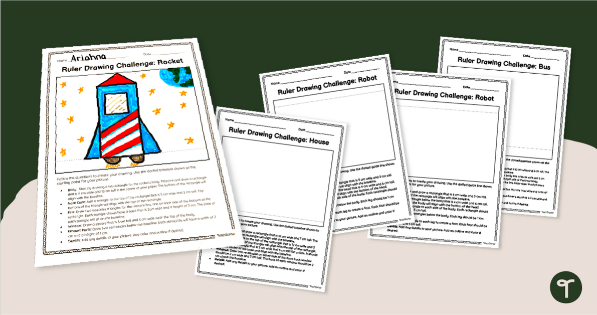 Measuring Length Drawing Challenge Worksheets teaching resource