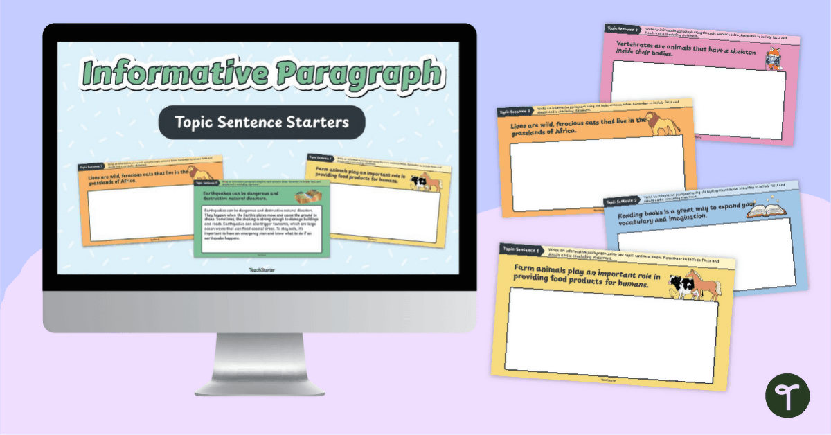 Digital Informative Paragraph Writing Prompts teaching resource