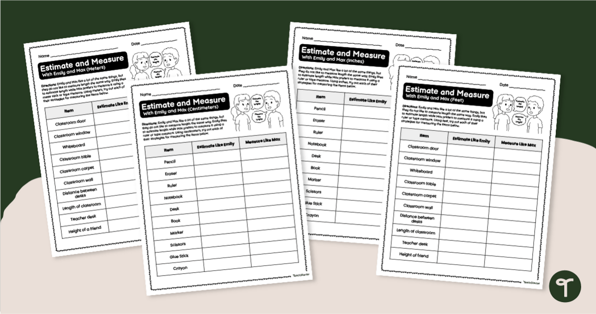 3rd Grade - Estimate and Measure Length Worksheets teaching resource