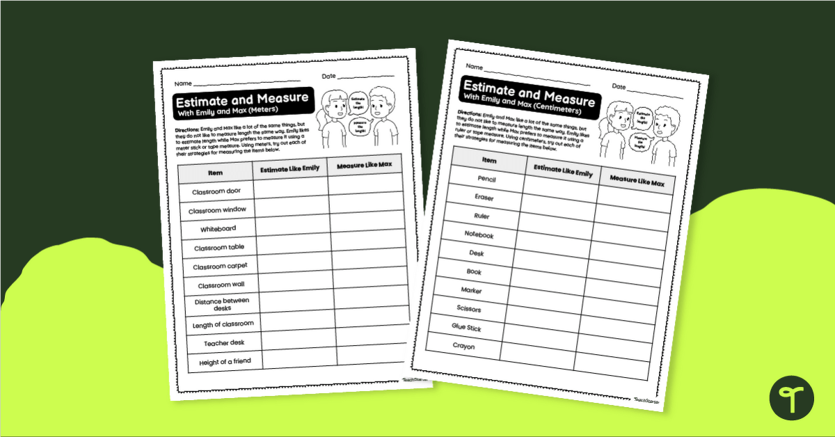 Year 3 - Estimate and Measure Length Worksheets teaching resource