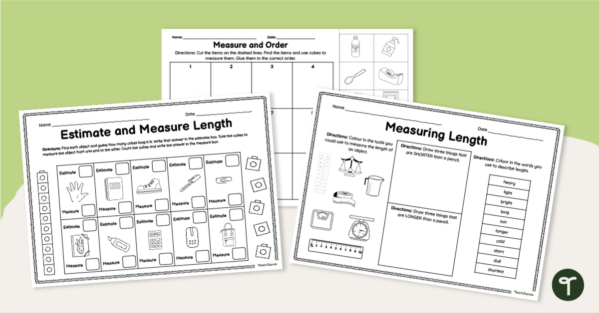 Measuring, Estimating, & Comparing Length Worksheets - Year 2 teaching resource