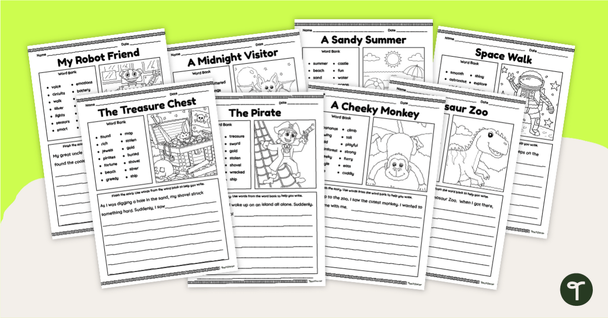 Narrative Sentence Starter Worksheets teaching resource