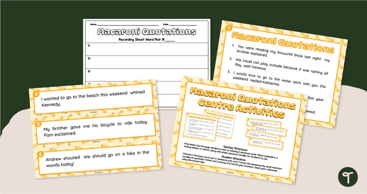 Macaroni Quotation Marks Punctuation Station teaching resource