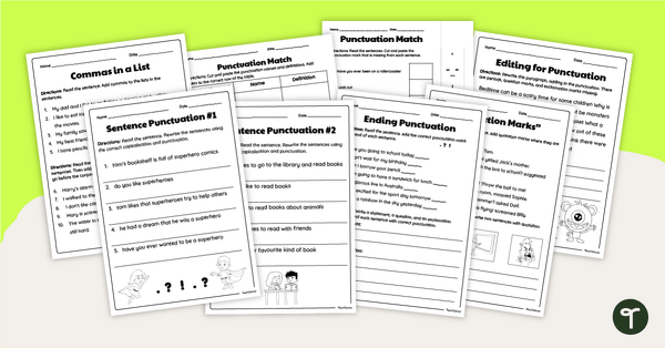 Go to Punctuation Worksheets - Lower Primary teaching resource