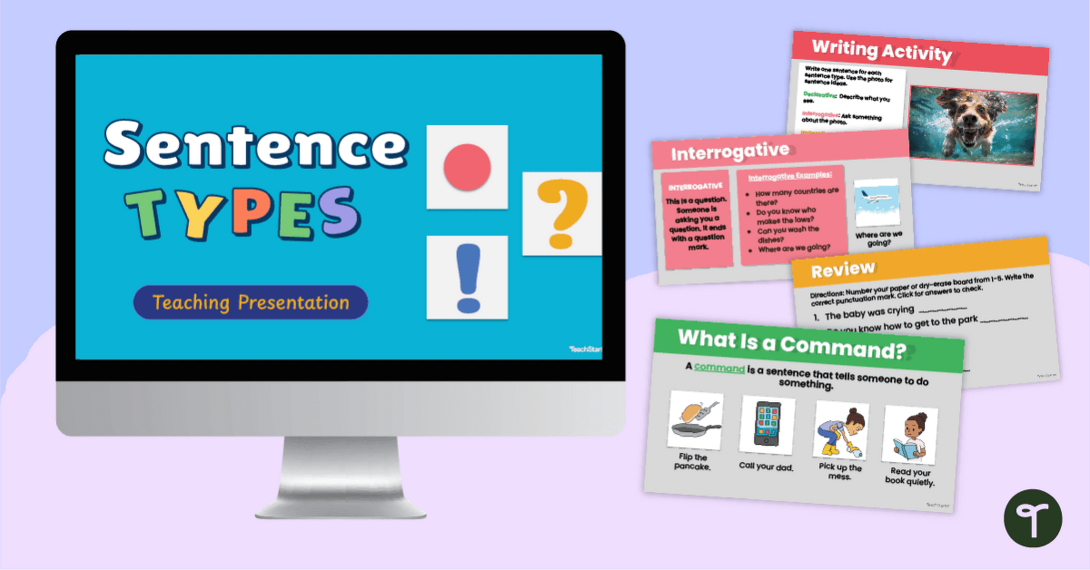 Statement, Question, Command & Exclamation Sentences PowerPoint teaching resource