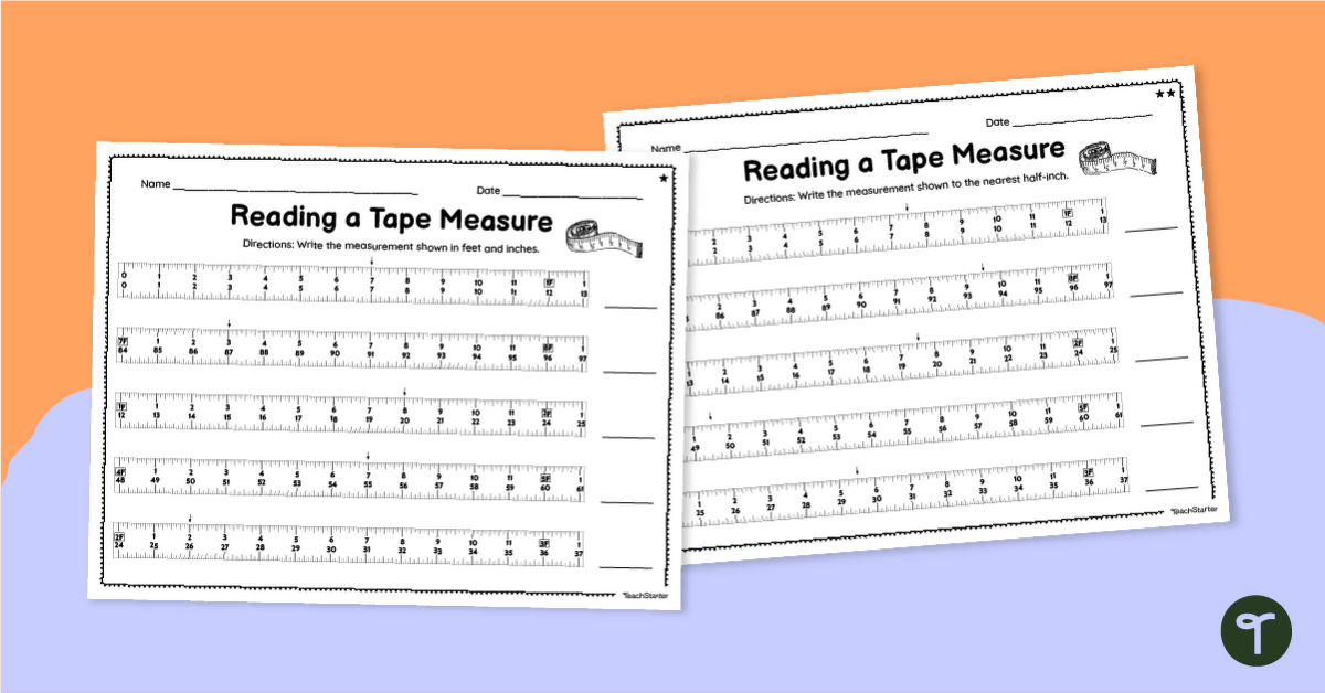 Reading a Tape Measure Worksheets teaching resource