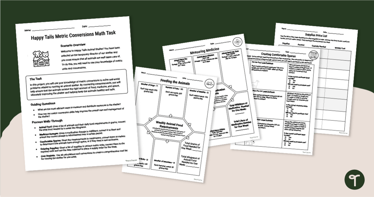 Animal Shelter Operations - Metric Conversion Math Task teaching resource