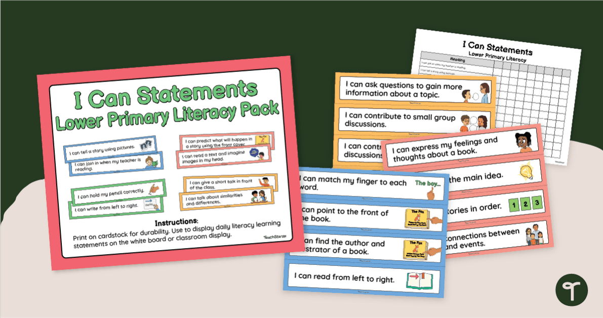 'I Can' Statement Cards - Lower Primary Literacy teaching resource