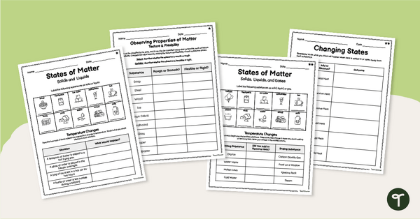 Image of Differentiated Properties and Changes in Matter Worksheets