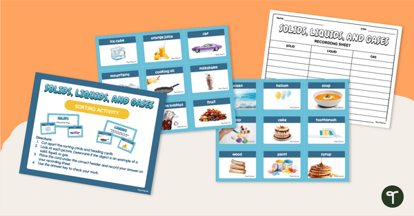 Image of Solids, Liquids, and Gases – Sorting Activity