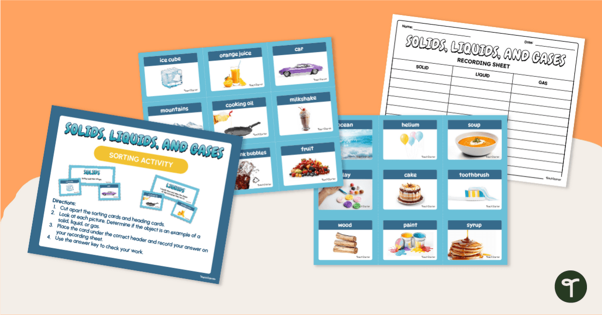 Solids, Liquids and Gases – Sorting Activity teaching resource