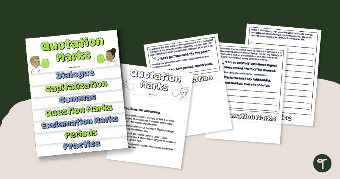 Using Quotation Marks Flipbook teaching resource