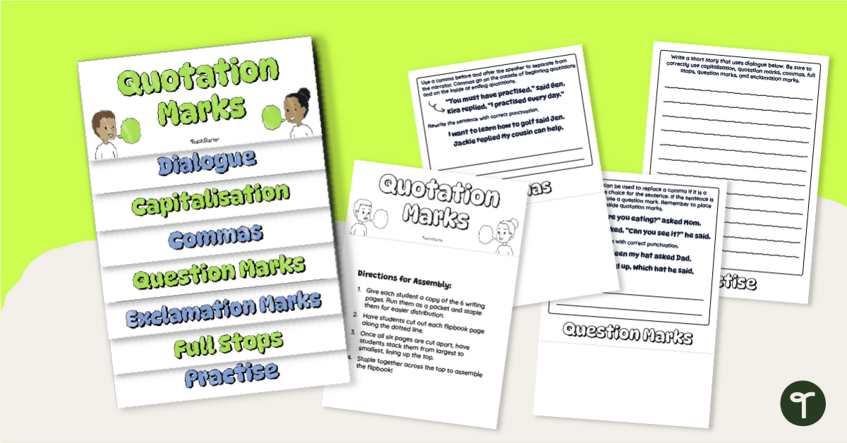 Using Quotation Marks Flipbook teaching resource