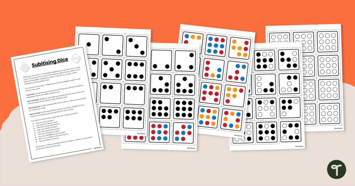 Subitising Dice - Numbers 1 to 9 teaching resource