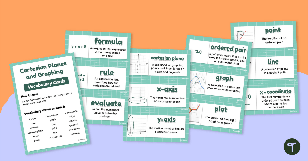 Cartesian Planes and Graphing – Vocabulary Cards teaching resource