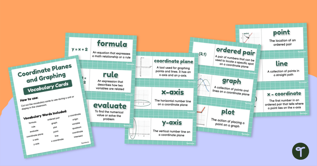 Coordinate Planes and Graphing Vocabulary Card Set teaching resource