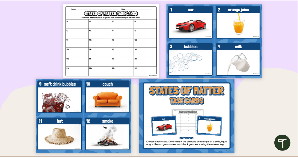 States of Matter Task Cards for Year 3 teaching resource