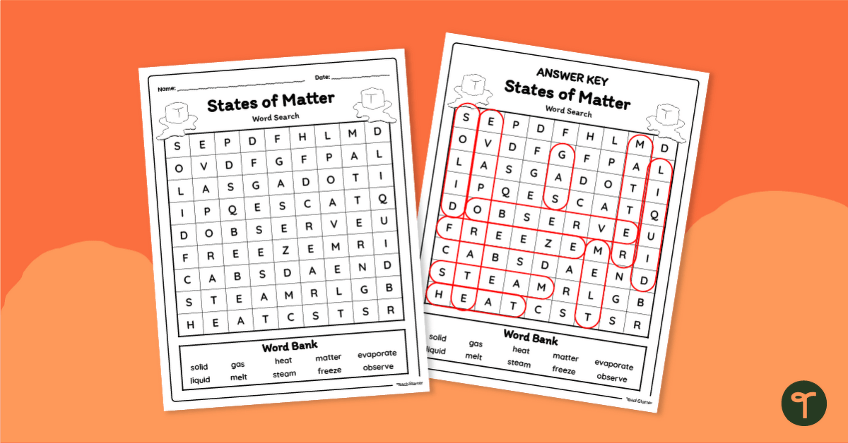 States of Matter Word Search - Lower Years teaching resource