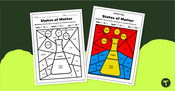 Go to States of Matter - Colour by Code Worksheet teaching resource