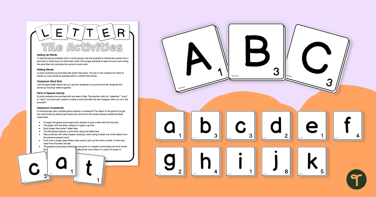 Giant Letter Tiles with Numbers teaching resource