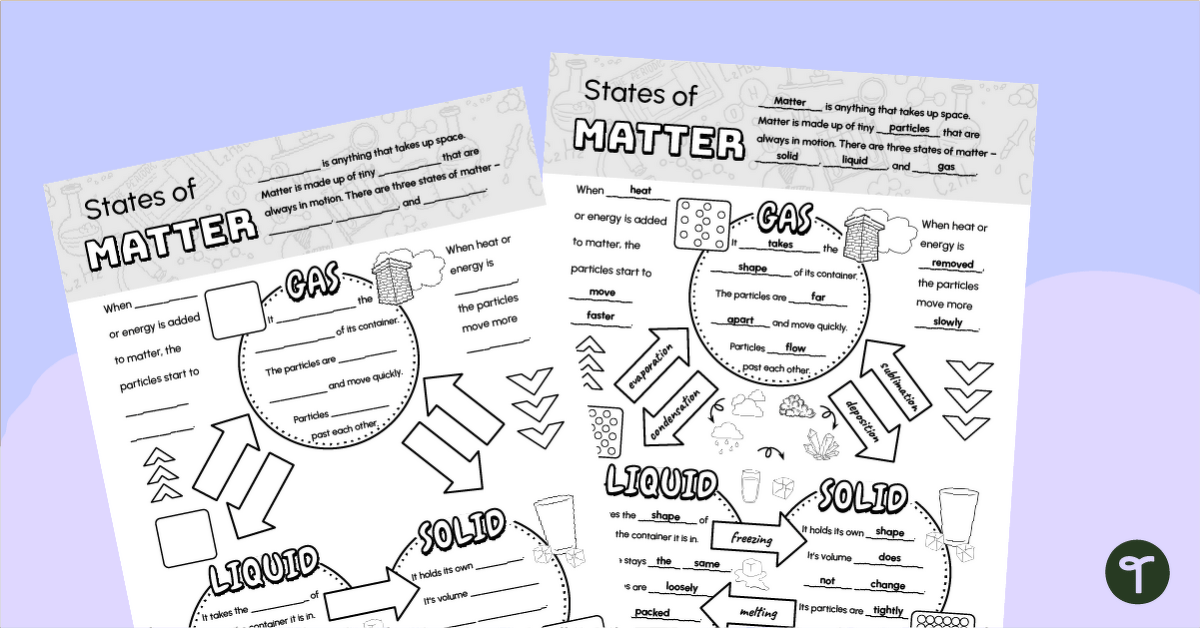 States of Matter Doodle Notes Template teaching resource