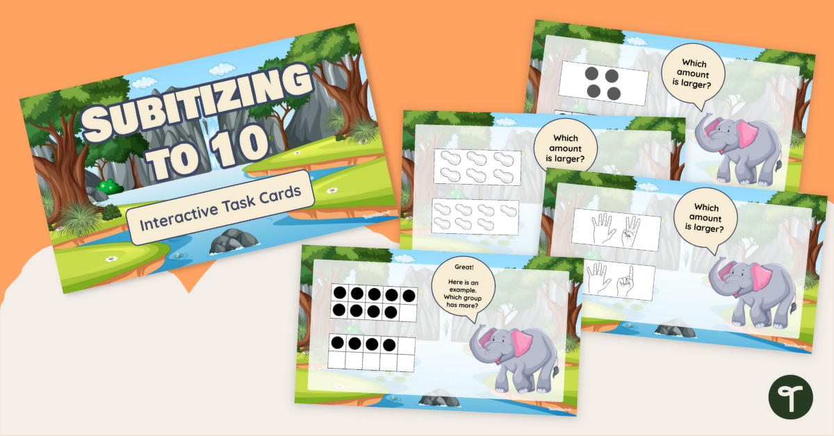 Subitizing to 10 Interactive Task Cards teaching resource