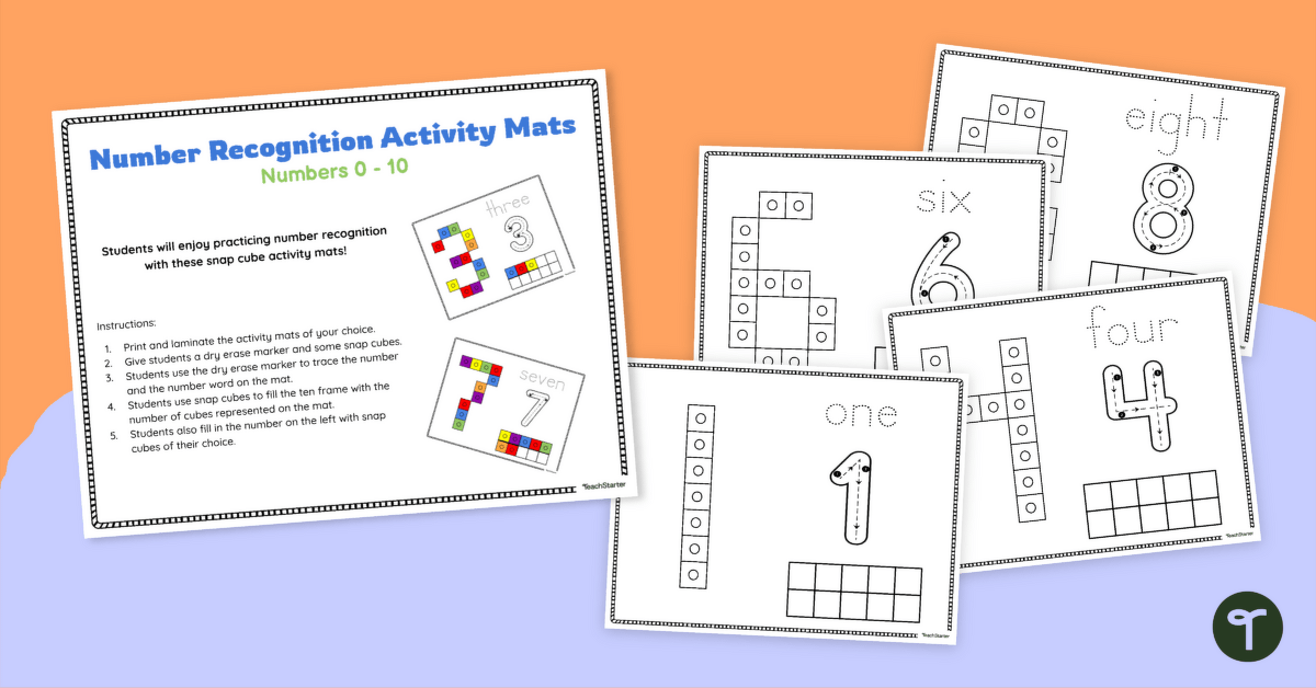 Number Recognition Activity Mats (Numbers 0 - 10) teaching resource