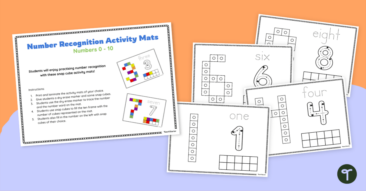 Number Recognition Activity Mats (Numbers 0 - 10) teaching resource