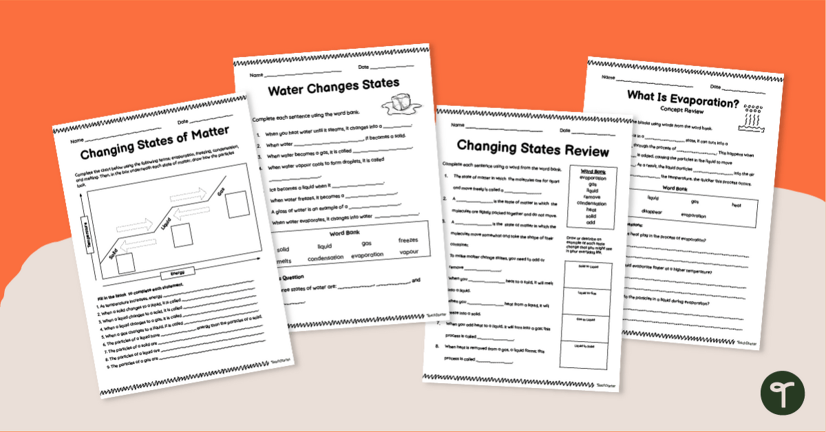 Changing States of Matter Worksheets teaching resource