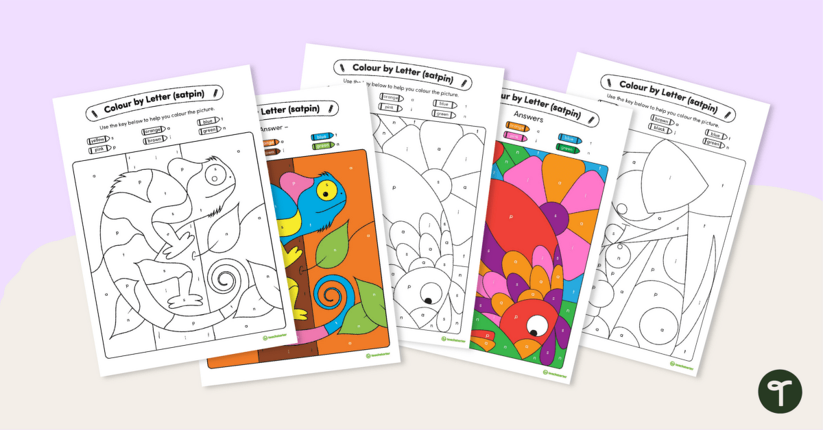 Colour by Letter Worksheet Pack (SATPIN) teaching resource