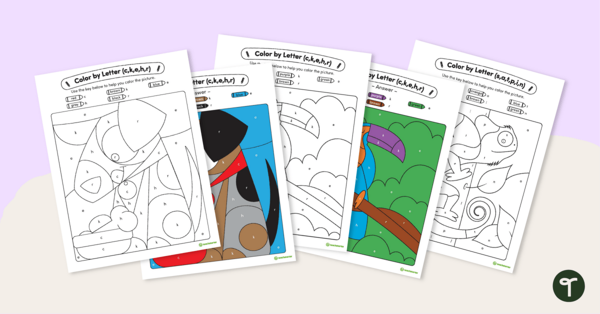 Color by Letter Worksheet Pack teaching resource