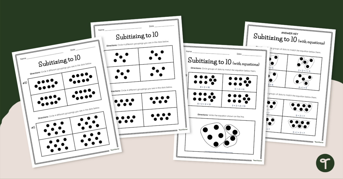 Subitizing Worksheets teaching resource