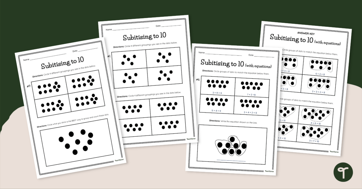 Subitising Dots Worksheets teaching resource