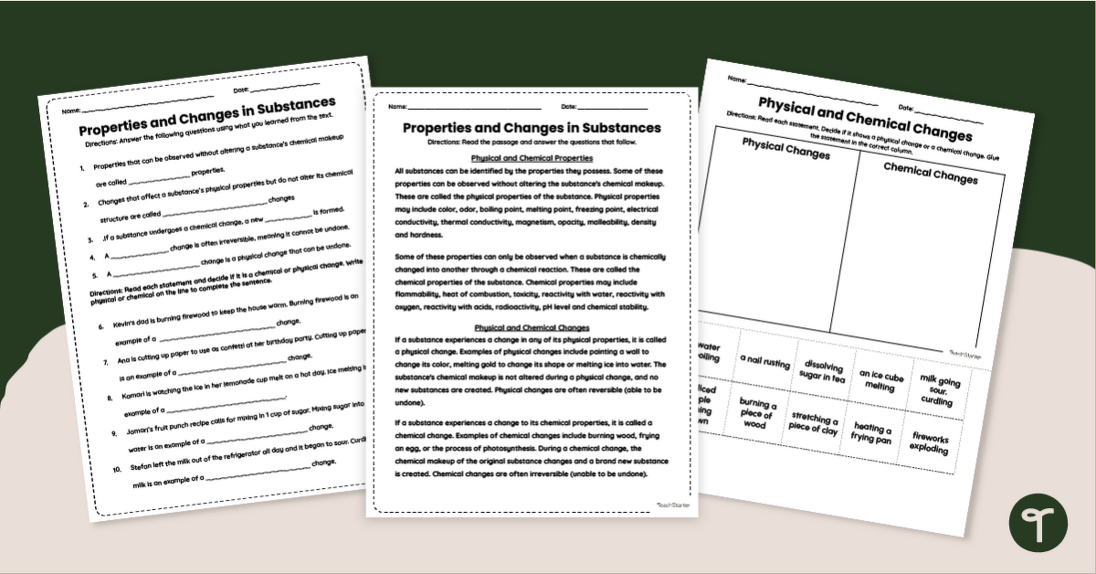 Changing Properties of Matter Worksheet Pack | Teach Starter