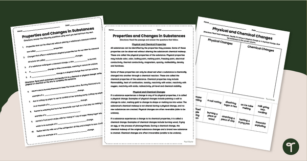 Go to Changing Properties of Matter Worksheet Pack teaching resource