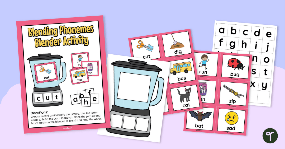 Phoneme Blending Blender Activity teaching resource