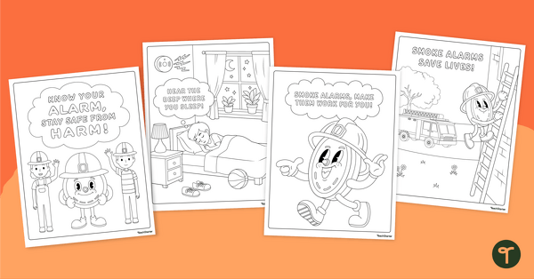 Go to Fire Safety With Seymour - Smoke Alarm Coloring Sheets teaching resource