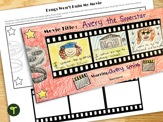 Drugs Won't Ruin My Movie! Red Ribbon Week Craft teaching resource