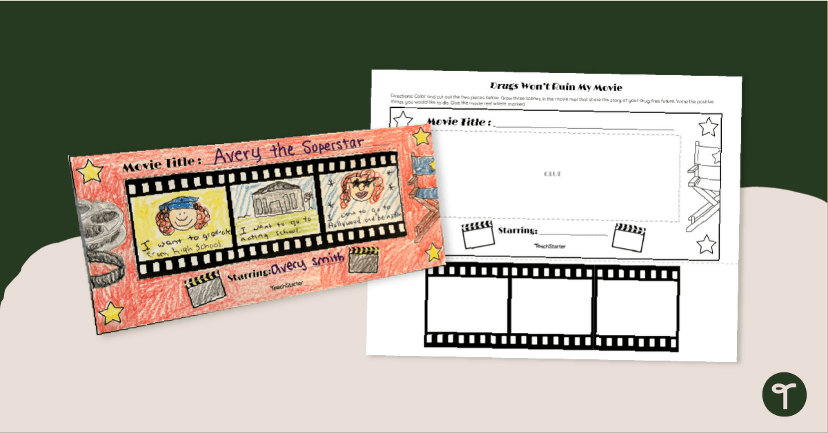 Drugs Won't Ruin My Movie! Red Ribbon Week Craft teaching resource