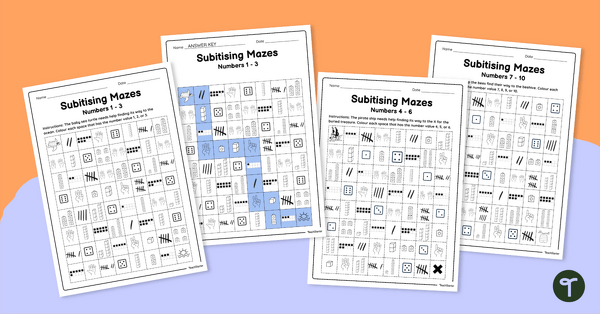 Go to Subitising Mazes (Numbers 1 - 10) teaching resource