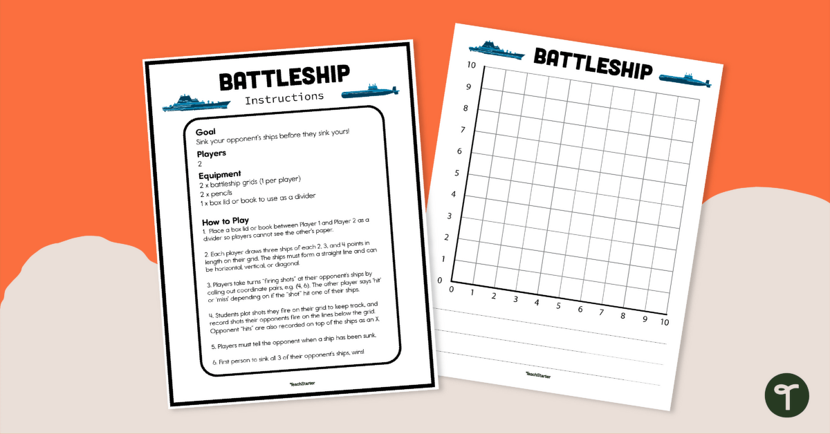 Battleship Coordinate Plane Game teaching resource